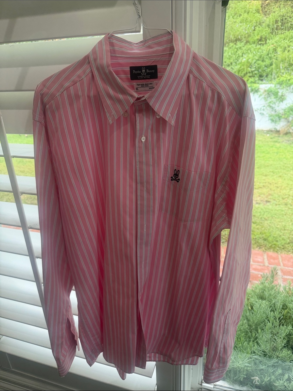 Psycho Bunny Men's Pink & White Stripe Button-Down Shirt
